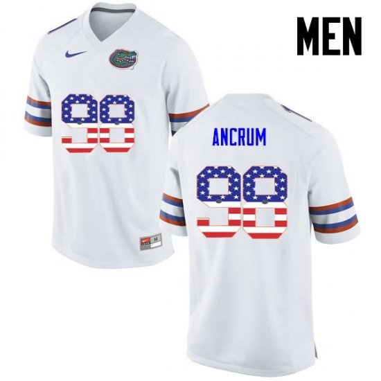 Men's Florida Gators #98 Luke Ancrum NCAA Nike White USA Flag Fashion Authentic Stitched College Football Jersey IYH0162EH